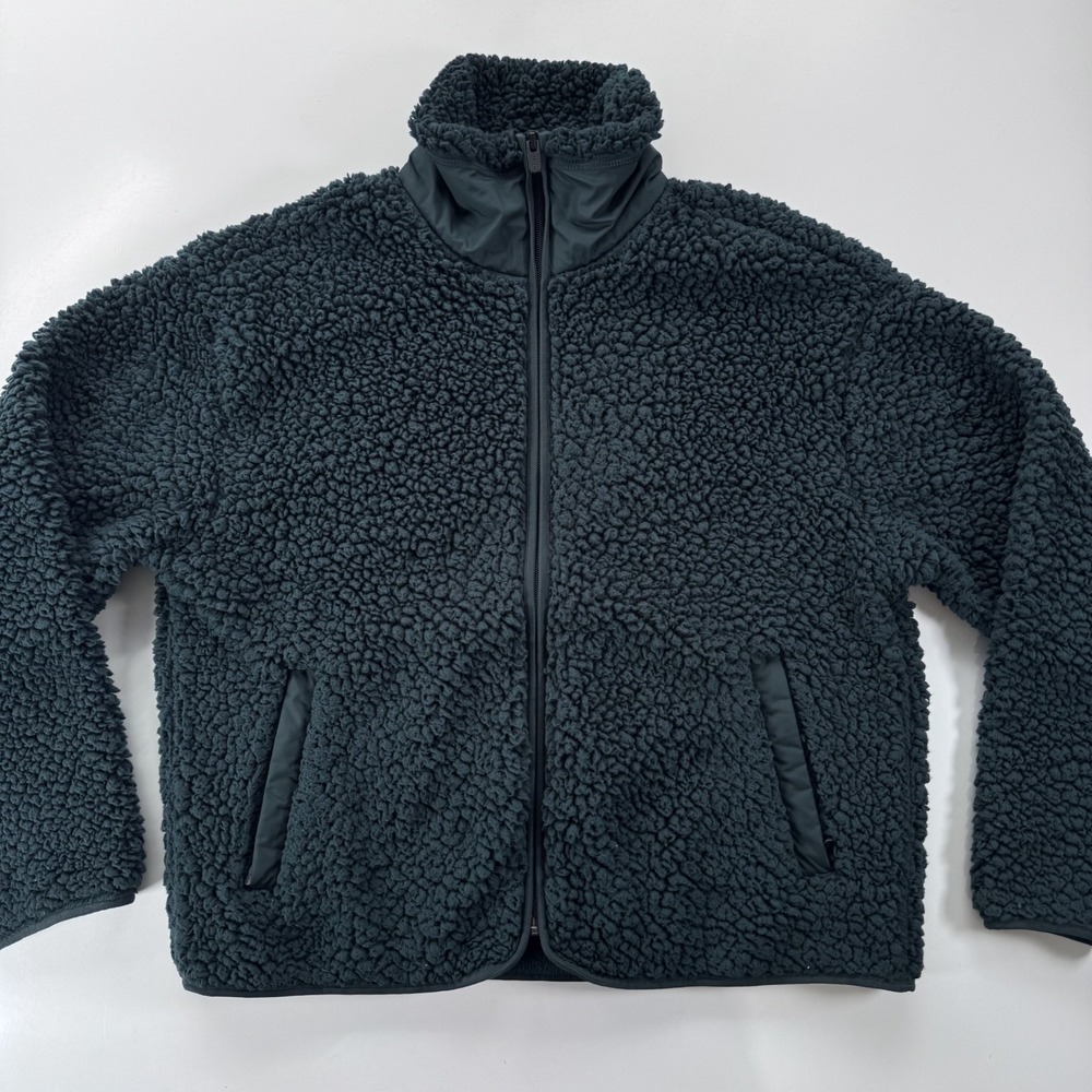 ATHLETA‎ Cloud Fleece Jacket Full Zip Cozy High Pile Sherpa Womens XS Green